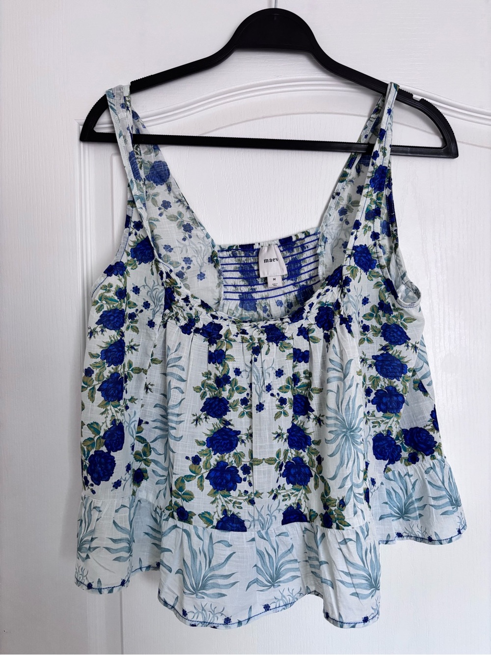 Maeve Blue Floral Ruffle Cami Tank